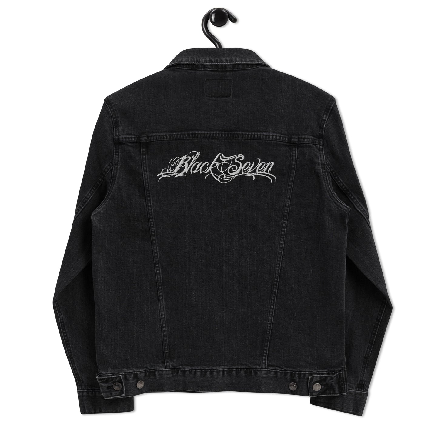 Veste denim brodée Noire «7»